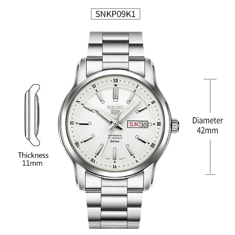 Мужские автоматические механические часы SEIKO 5 100% оригинальные наручные с барами