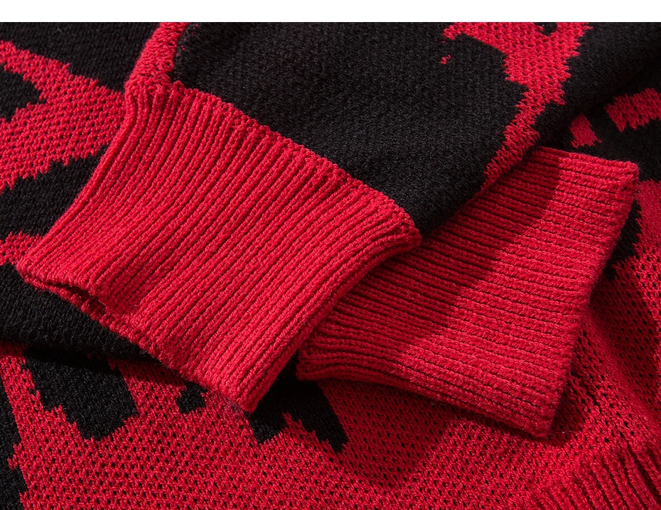 Эльфрик китайская буква печати Для мужчин Свитеры с высоким воротом Повседневный пуловер, свитер 2018 Мода Хип-Хоп Уличная одежда с длинным