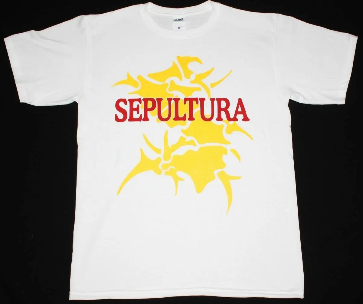 SEPULTURA Логотип Белая футболка SOULFLY кавалера заговора смерти THRASH металлическая