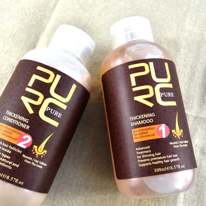 PURC без силикона масляный шампунь + Утолщение Кондиционер аргановое масло для средство для роста волос жидкие от выпадения волос продукты