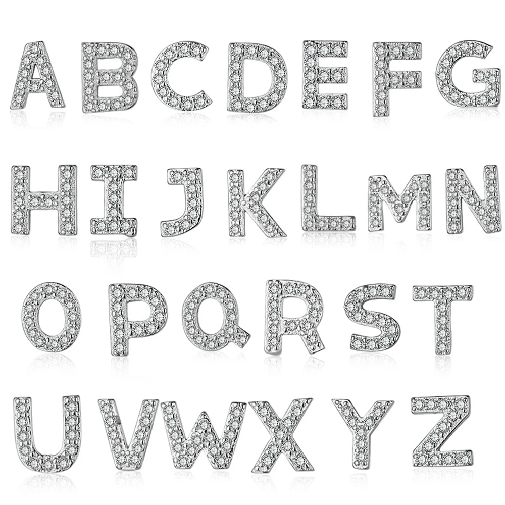

E0017 New 26 Letters Luxury Fine Brand Top Sale Earrings Silver Inlay AAA Cubic Zircon Stud Earrings For Women Jewelry