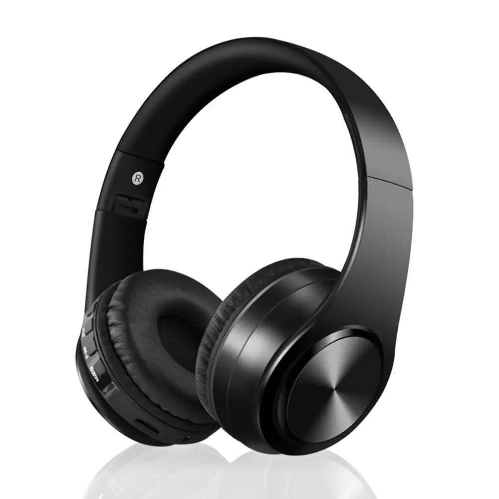 

Wireless Headphones with Microphone Noise Cancelling Headphones For PC mobile phone On-Ear Headphones Black Foldable Headphone