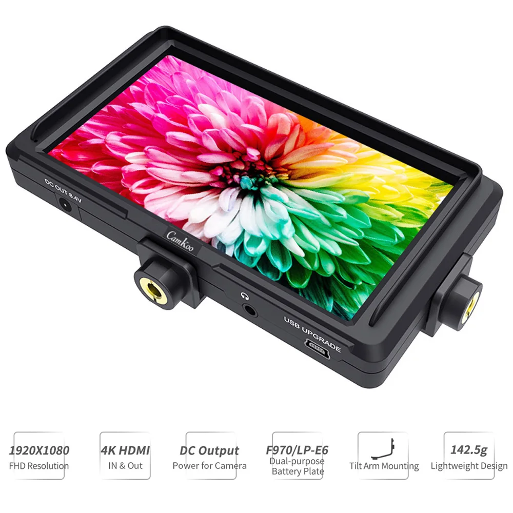 Camkoo CK5 5 дюймовый IPS цифровой зеркальной камеры полевой монитор 4K HDMI FHD 1920x1080 DC