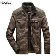Бренд BOLUBAO, Мужская Ретро зимняя кожаная куртка, мужские пальто со стоячим воротником, PU мотоциклетное повседневное пальто, ветрозащитная мужская кожаная куртка