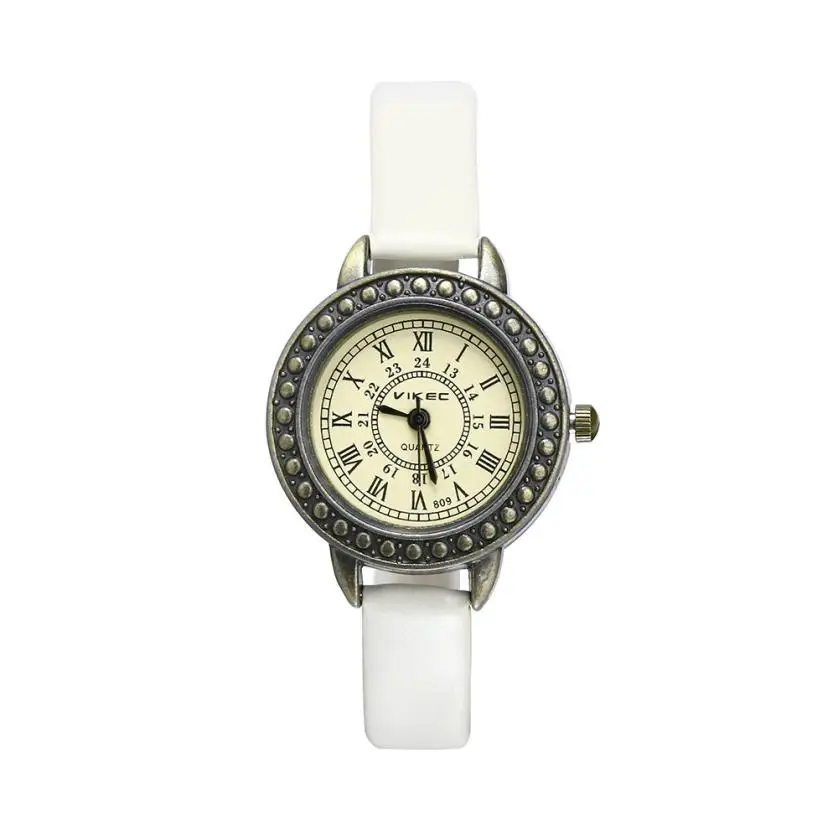 Бизнес кожа римские цифры дамы наручные часы темперамент прекрасный сувенир Простые Модные Девушки Женские кварцевые часы# D - Цвет: White