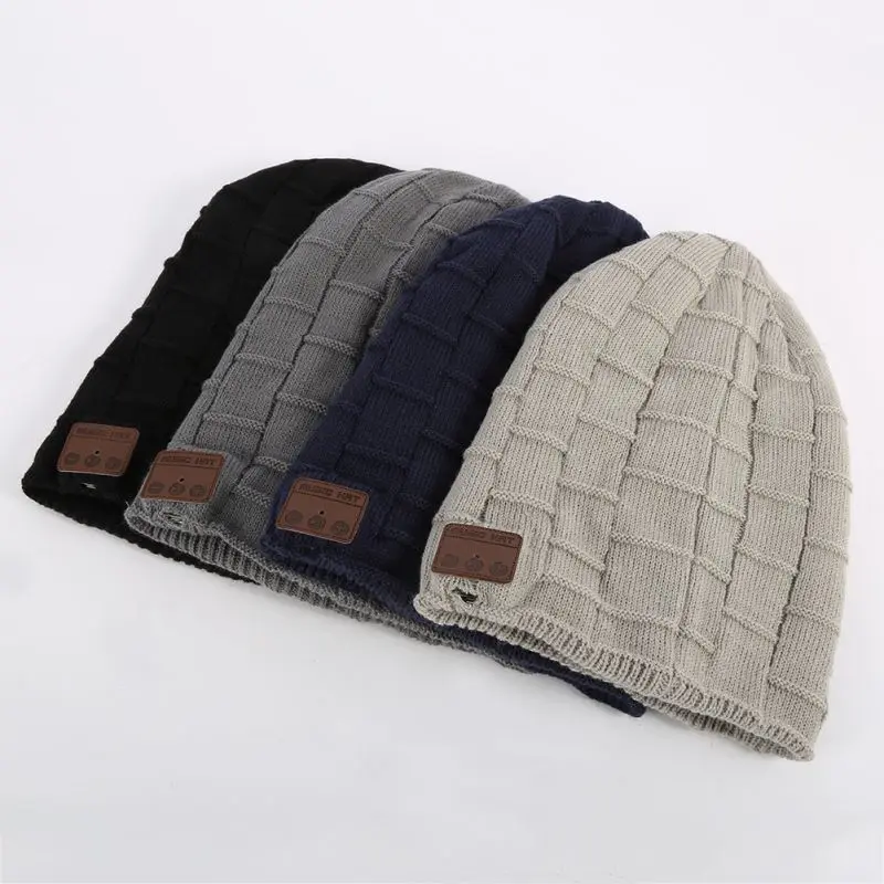 

Winter Soft Warm Beanie Hat Wireless Bluetooth Smart Cap Hats Headphone Headset Speaker with Mic