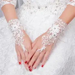 Свадебные модный дизайн свадебные аксессуары локоть Длина Свадебные перчатки без пальцев Кружевные свадебные перчатки