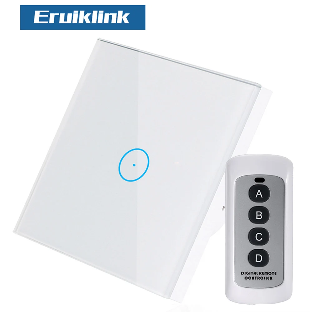 

Eruiklink EU/UK Standard Wireless Control Light Switch, RF433 Remote Control Wall Touch Switch For Smart Home