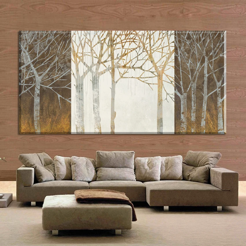 Bomen "Dag en Nacht" Canvas Foto Kunst HD Print Schilderij Moderne