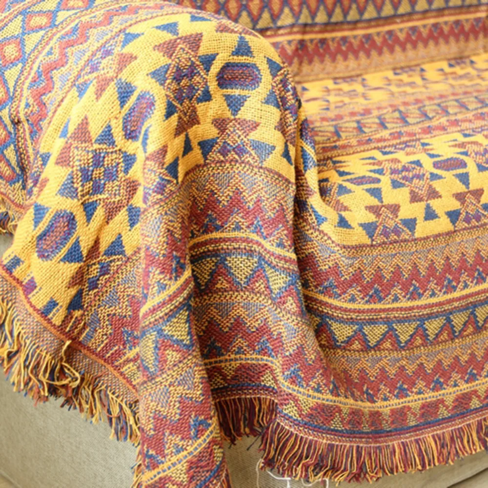 Богемное полотенце с ворсом из синели одеяло для дивана декоративное покрывало плед прямоугольное Бохо сшитое путешествие самолет одеяло