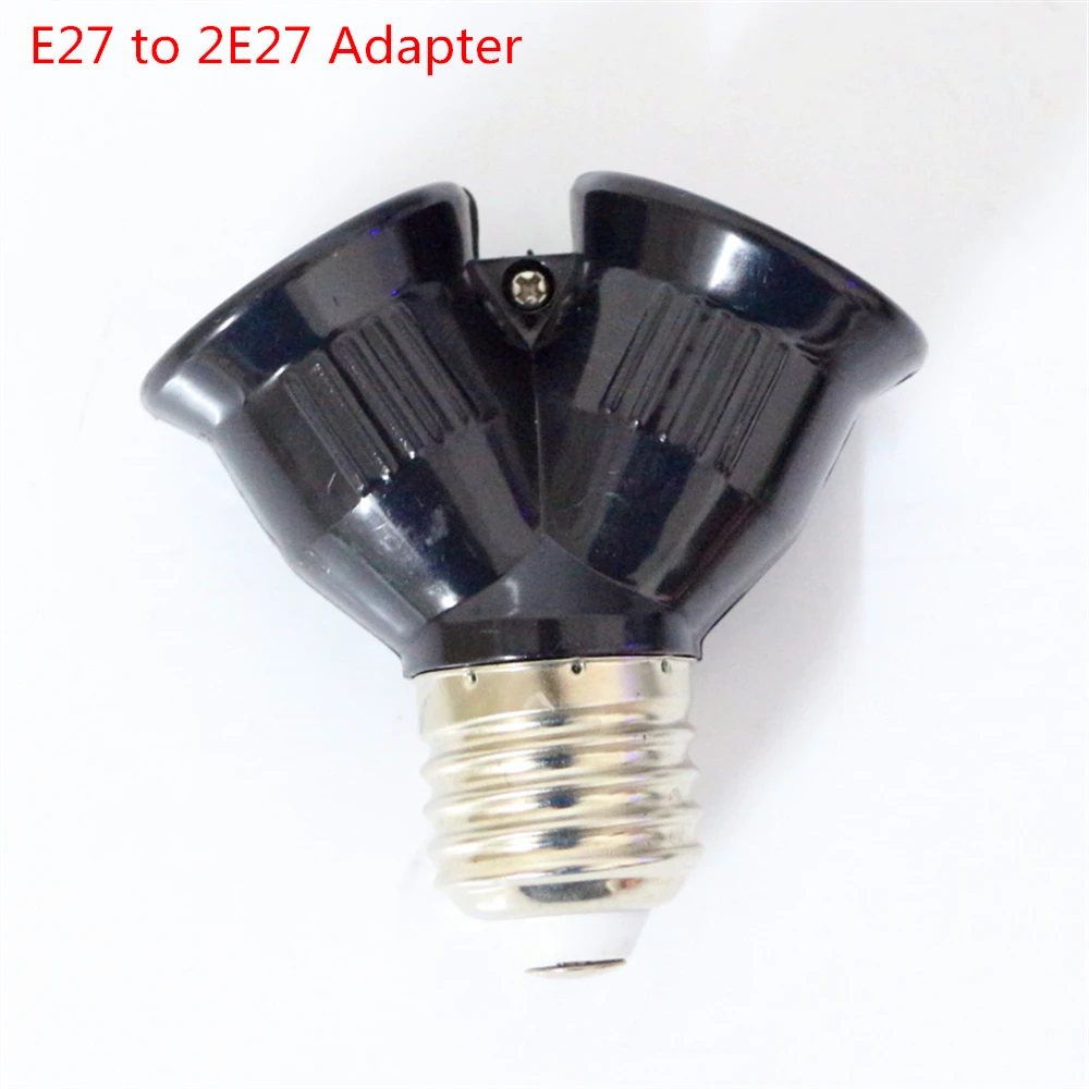 1Pcs Black Fireproof Material E27 TO 2E27 Socket Base LED Bulb Converter Splitter Adapter E27 to 2 E27 Lamp Holder Converter|e27 bulb|bulbs canadae27 incandescent bulb - AliExpress