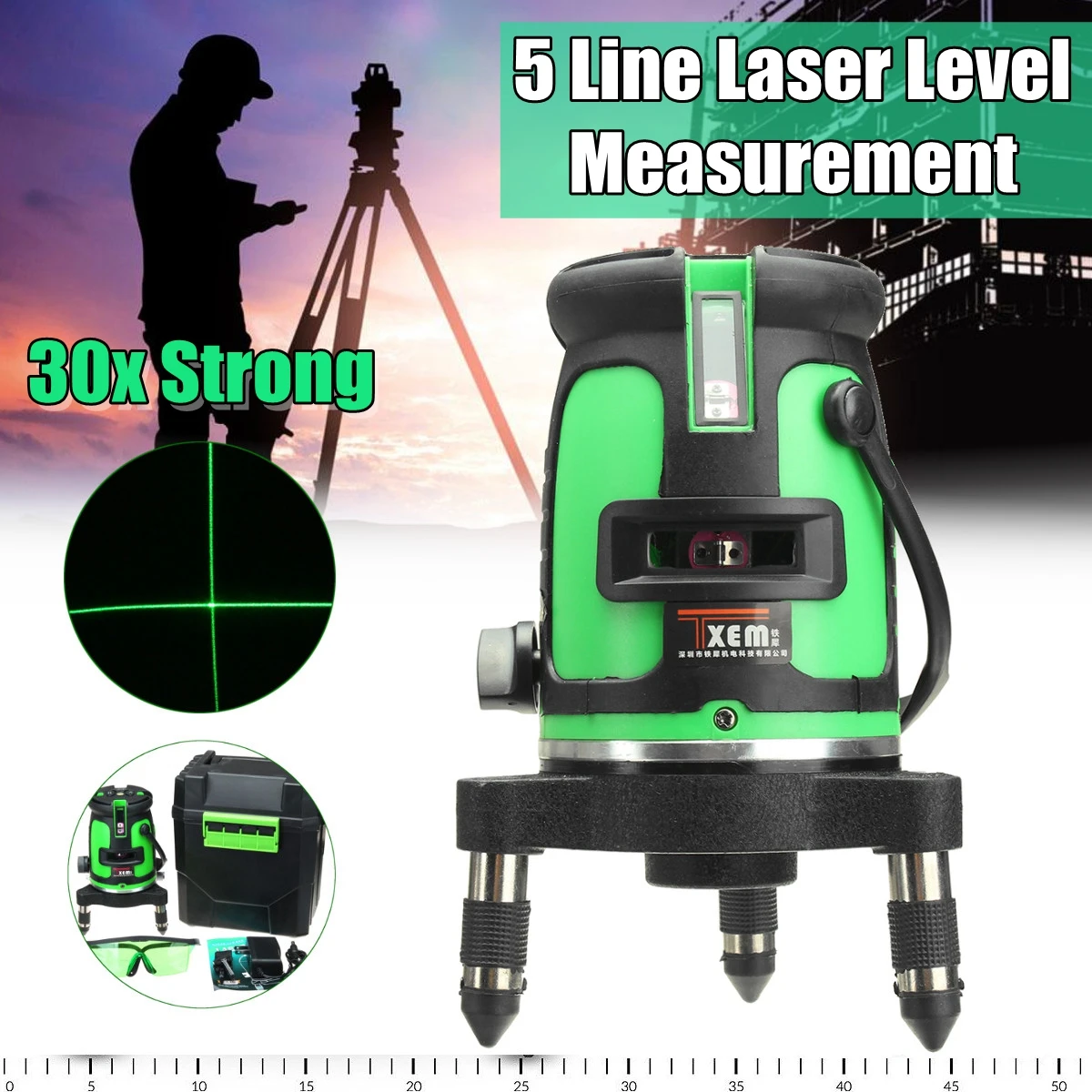 

5 Line 3D Laser Leveler 360 Degree Self Leveling Vertical Horizontal Level Cross Powerful Laser Beam Line Color Green