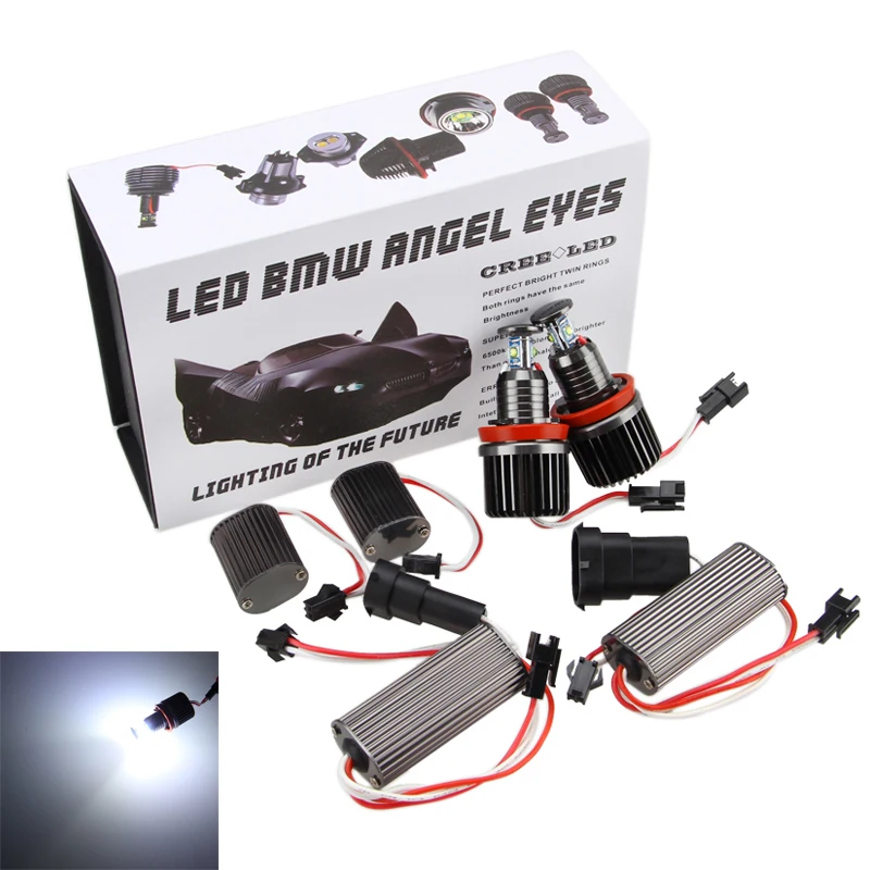 

2 x 40W H8 LED 6000K White Chips HID Bulb Halo Ring Angel Eyes light For E90 E92 E60 E70 X5 X6 New angel eyes upgrade