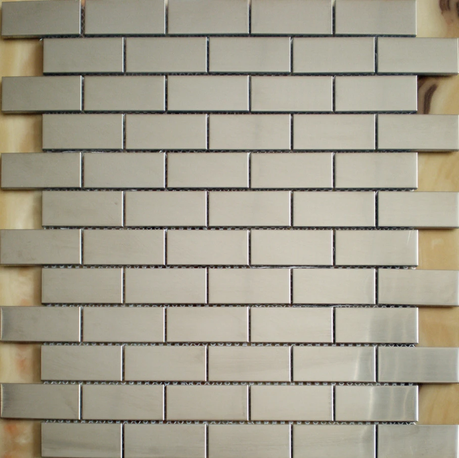 Construction silver tiles stainless steel subway tile backsplash