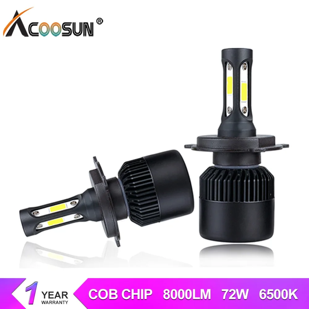 Acoosun bombillas светодиодная h7 h4 светодиодные фары автомобиля H11 H1 H13 H3 9004 9005 9006 9007 72 Вт
