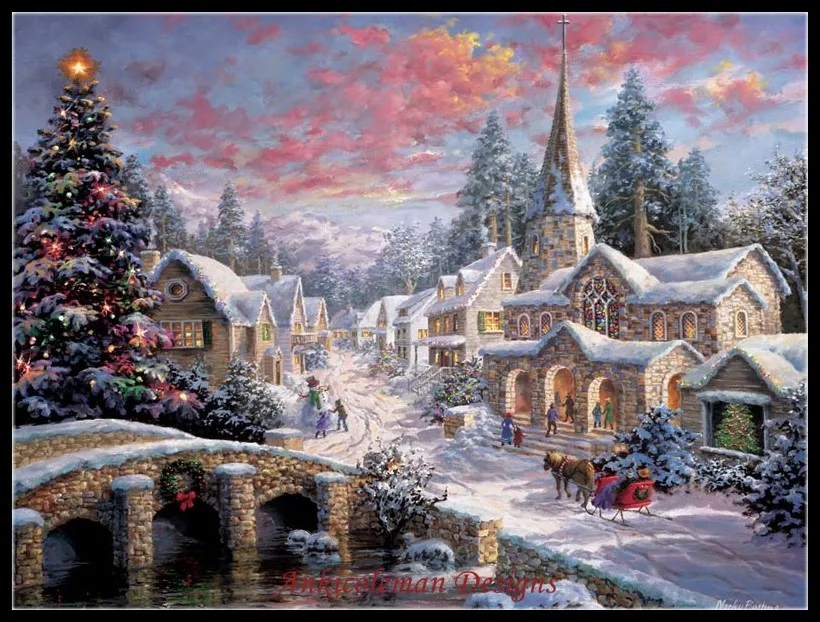 

Needlework for embroidery by Ankicole man DIY DMC High Quality - Counted Cross Stitch Kit 14 ct Oil painting - Christmas Village