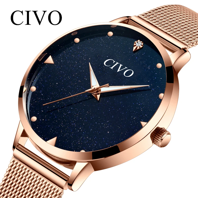 Чиво часы Для женщин лучший бренд класса люкс Повседневное часы из розового золота сетки Нержавеющая сталь женские наручные часы леди Relogio