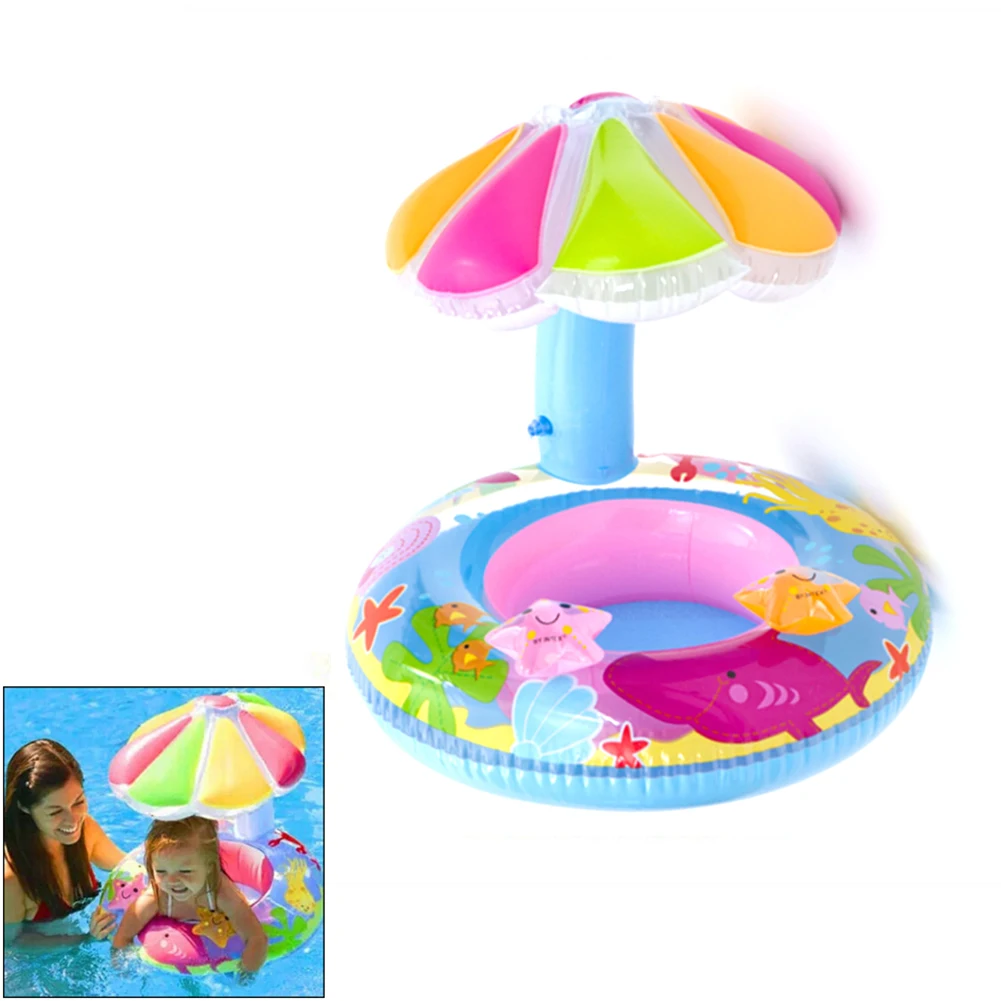 Детская безопасность надувной матрас для бассейна игрушки для детей плавательный круг для детей круг пляж морские игрушки сиденье с защитой от солнца w/навес