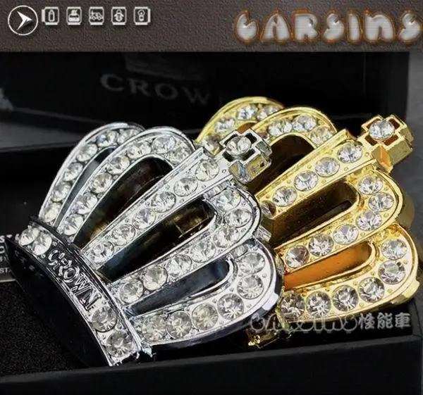 1PCS CAR ALL METAL CROWN EMBLEM LUXURY CRYSTALS AUTO DECALS HOOD EMBLEM