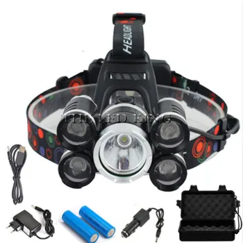 

50000 LED Headlamp Fishing Headlight 5*V6 L2 T6 USB Rechargeable Sensor Lamp Waterproof Head Torch Flashlight Head Lamp by 18650