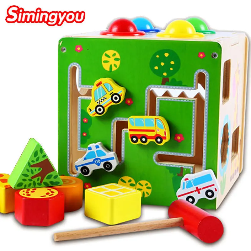 

Simingyou Wooden Puzzle Hexahedron Six Patterns Animal Traffic Knock Toys Shape Cognition For Kids B40-YYQ02 Drop Shipping