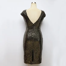 2017 Women Sequined Dress Beads Party Dress Sexy Club Night Dress Lady Slim Evening Party Knee Dress XXL