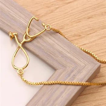 

Charm Stethoscope Medical Pendant Bracelet Box adjustable Chain Jewelry Gift for Doctor medical Friends Women Men Bracelets