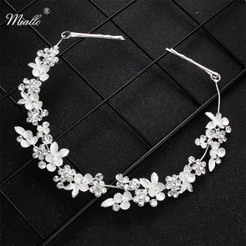 

Miallo Newest Crystal Flower Hair Vine Bridal Head Jewelry Accessories Wedding Headpieces Princess Tiaras and Crowns