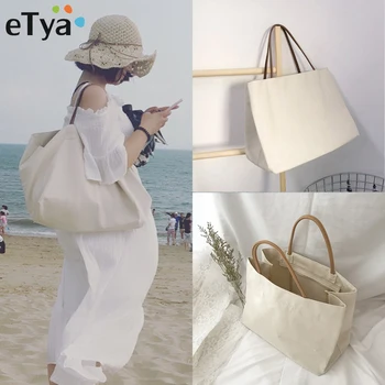 

eTya Brand Handbags High Quality Women Bag Casual Canvas Female Shoulder Bags New Korea Simple Travel Handbag Shopping Bag Tote