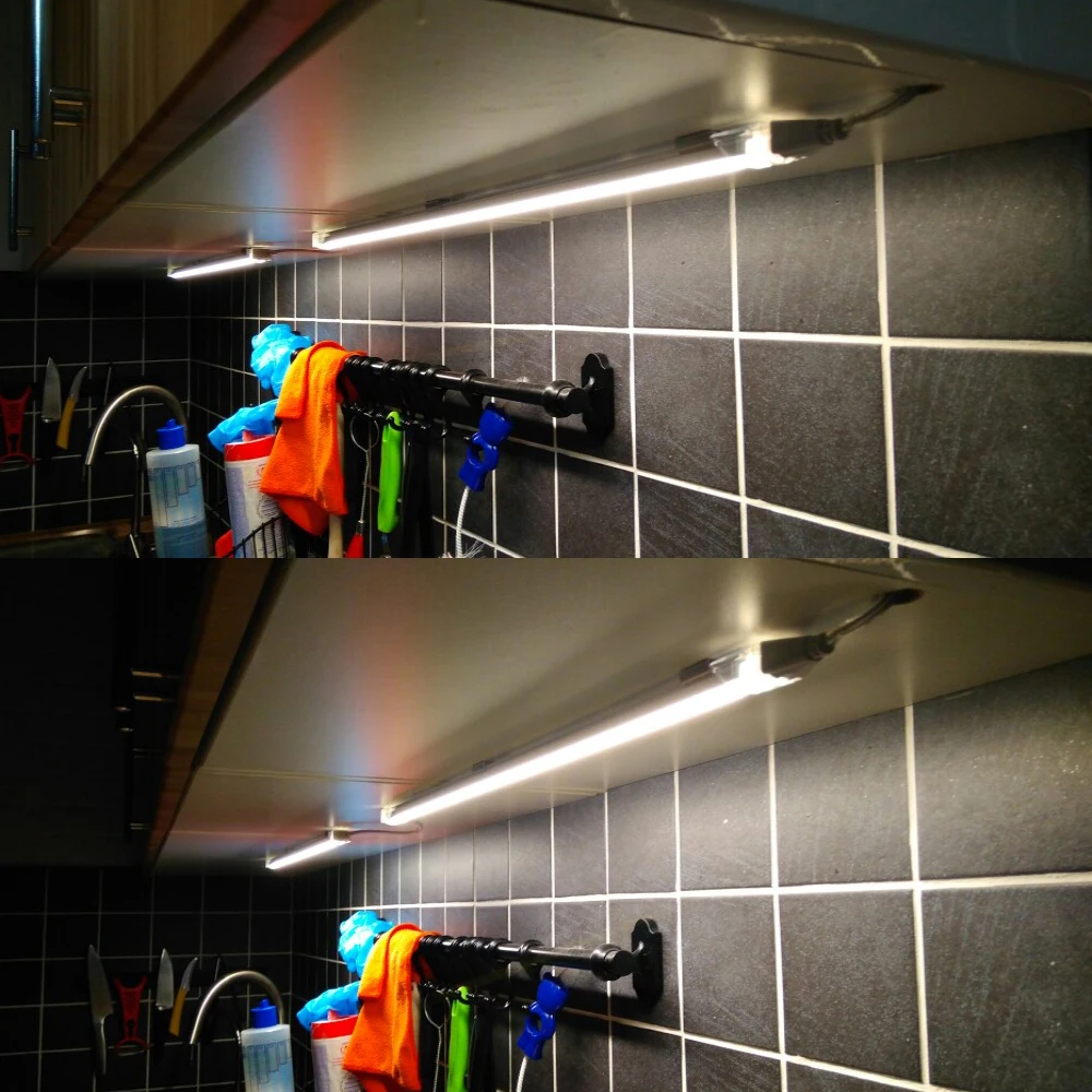 2 шт. x 50 см 24 в алюминиевый бесшовный Соединительный Светодиодный светильник освещение кухонного шкафа с 1 шт. DC разъемом+ 1 шт. 24 В 1A адаптер