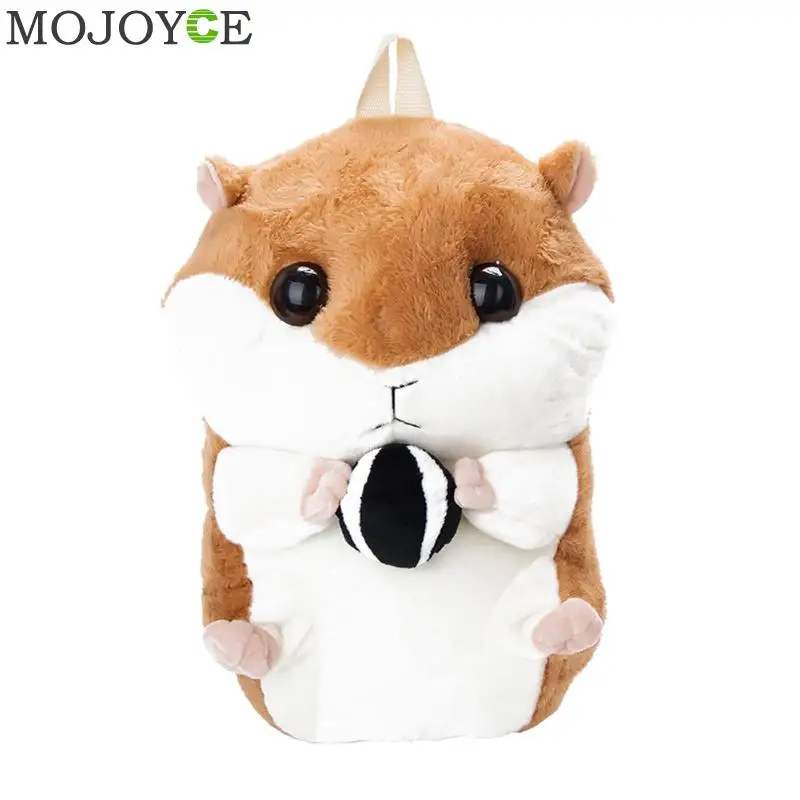 

Cute Women Cartoon Backpack Soft Plush Hamster Shape Backpack Winter Fashion Leisure Backpacks for Teenager Girls Female Mochila