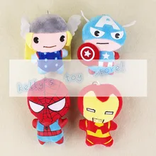 10cm The Thor Captain America Spiderman ironman keychain pendant stuffed plush toy