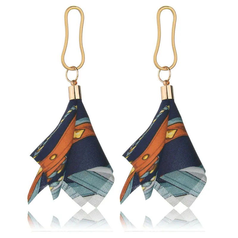 

New Long Fabric Drop Earrings For Women Gold Color Big Cloth Hanging Earrings Female Wedding Party Jewelry
