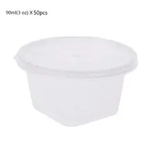 50 шт одноразовые чашки для пуддинга набор из 90 мл/3 унций кастрюля для соуса контейнер Jello Shot Cup Slime Polygon хранение с крышкой для кетчупа