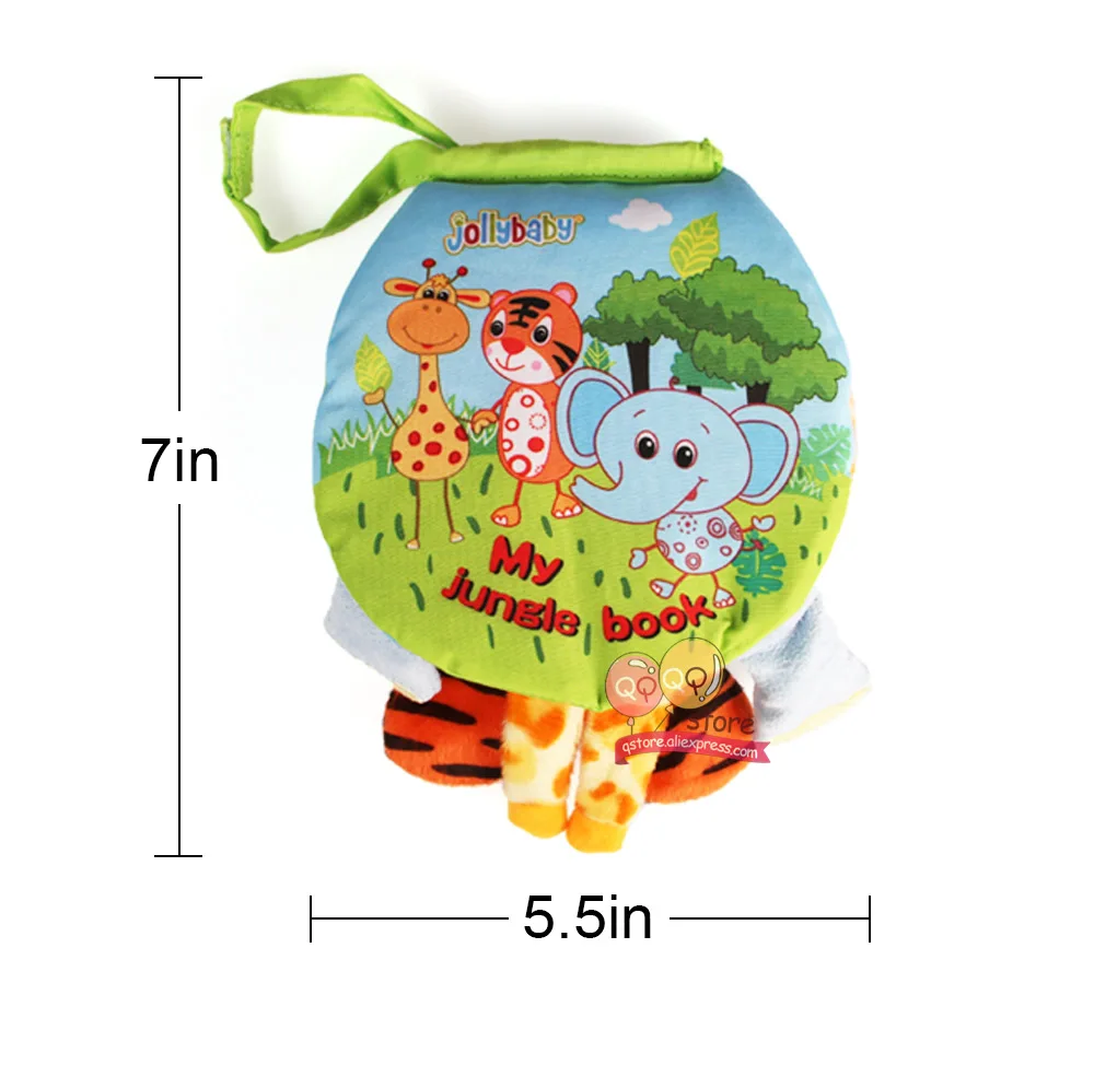 Brinquedos para Crianças Jollybaby Bebê Pano Macio Livro Meu Selva Tecido Atividade Animal Jogo Jogos Livros Educativos Infantil Presente 15 selva tecido atividade animal jogo jogos livros