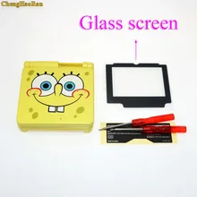 1set Glass Screen Plastic Full Repair Parts Replacement Housing Shell Cases Cover Kit Sets For SpongeBob Game-boy GBA Advance SP