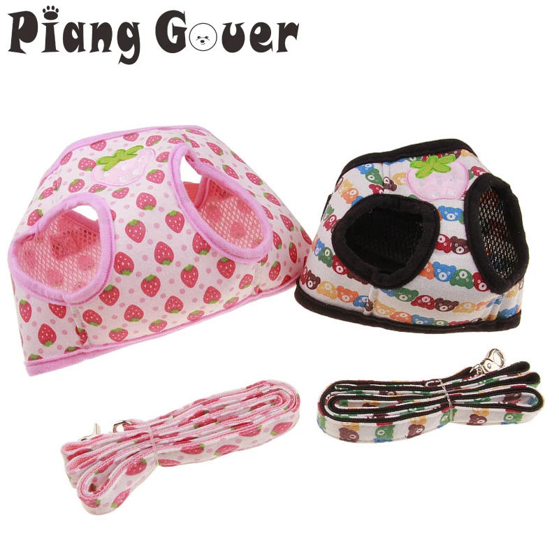 

1 Set Cute Strawberry Dog Harness With Leash for Small Dogs Puppy Pet Chest Strap Leash Set Harnesses Collar For Cats