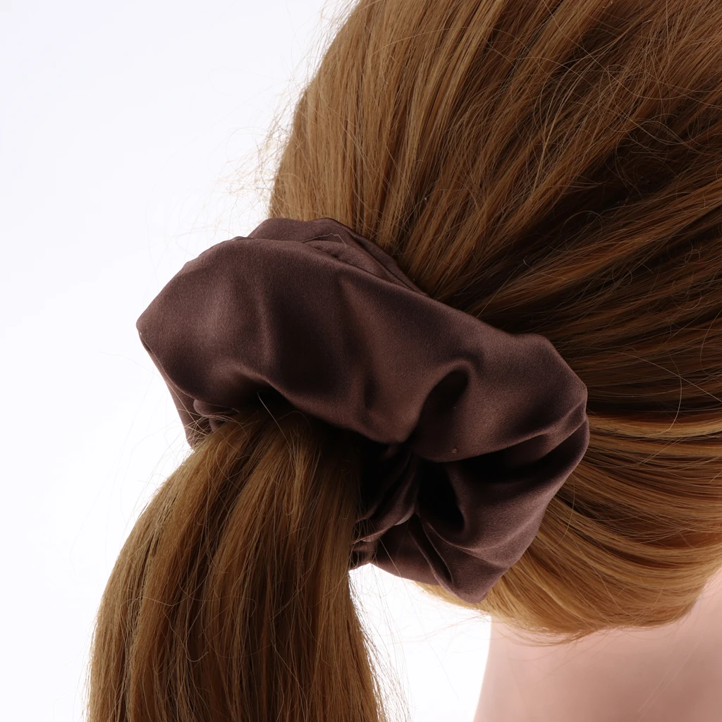 100% Silk Hair Scrunchies Elastic Hair Band Soft Bobble Hair Tie Ponytail Holder Hair Accessory for Women Ladies Girls