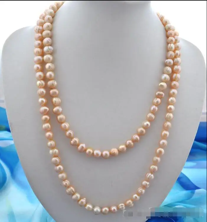 

Free shipping hot sale Women Bridal Wedding Jewelry >>50" 12mm baroque baby pink freshwater pearl necklace