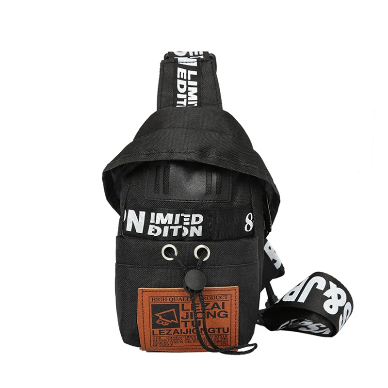 Новое поступление, мужские сумки через плечо в стиле хип-хоп, унисекс, с буквенным принтом, с кисточкой, на груди, повседневные, дорожные, холщовые сумки на плечо, для путешествий, пляжная сумка - Цвет: Black Chest Bag