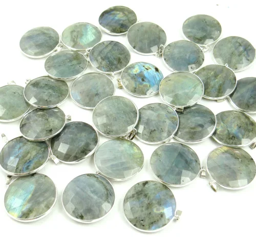 Натуральный камень кварц кристалл лабрадорит камень амулеты граненый круглый кулон для diy ювелирных изделий ожерелье аксессуары