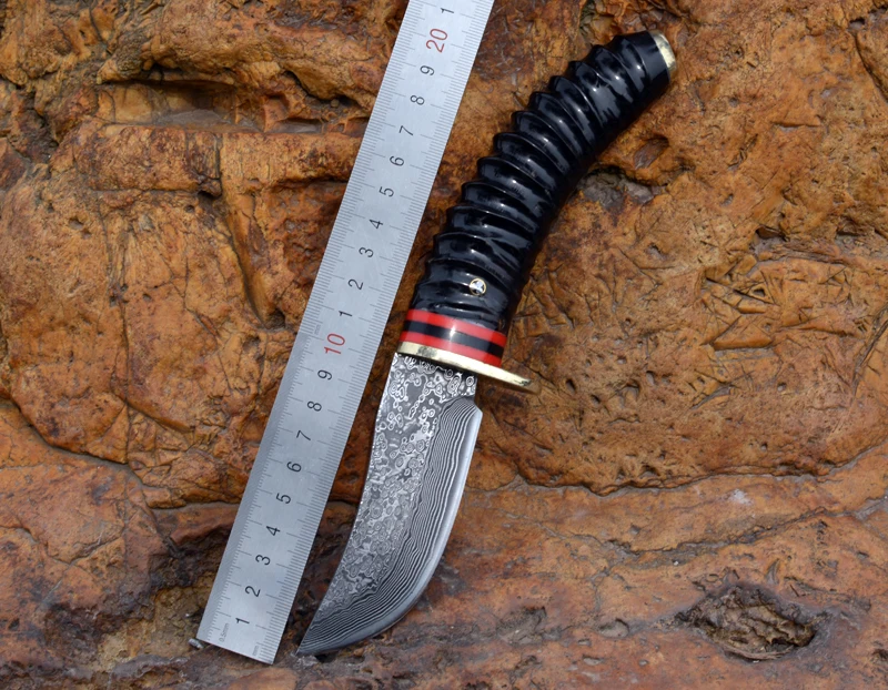 

Voltron Collections Damascus Steel Straight Knives, Mountaineering Outdoor Camping Utility Knife, Collection Gift Knife