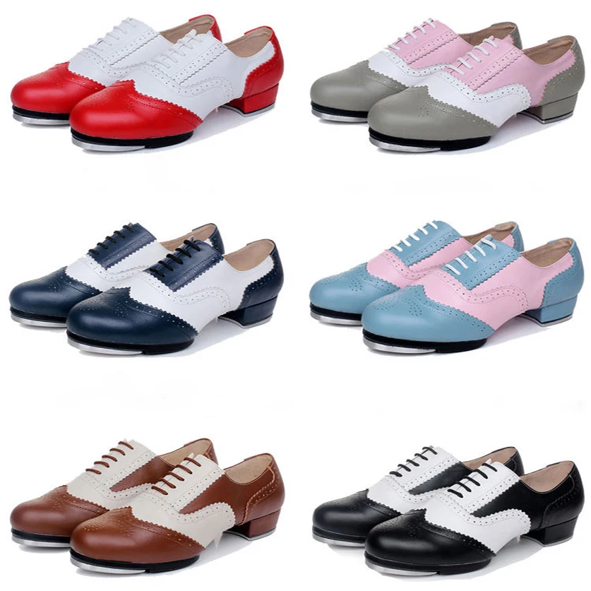 Quality Baroco Style Genuine Leather Vintage Tap Shoes Jazz Flamenco Dancing Shoe Men Women's Clogging Tap Dance Shoes EU34-EU45