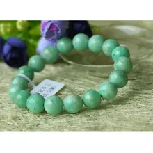 Скидка высокое качество натуральный зеленый изумруд стрейч готовой Beaed браслет круглые свободные бусины 11 мм 03237