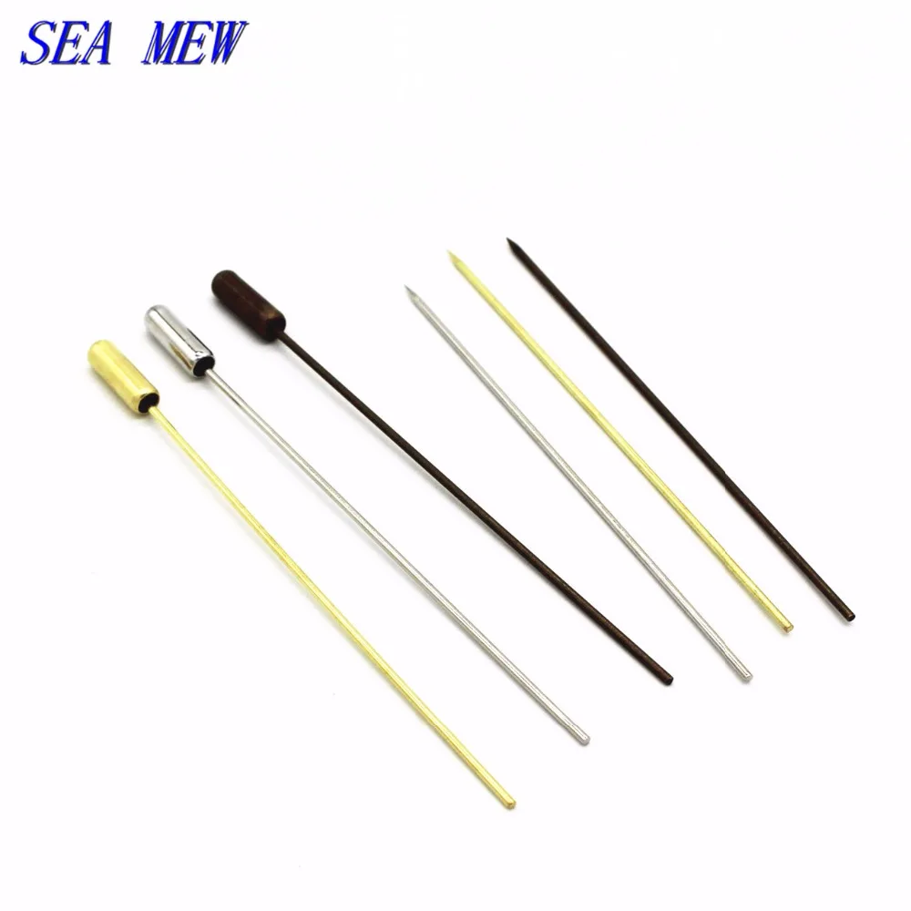 75mm Length Trendy Vintage Original Brass/Antique Bronze Long Brooch Pin Lapel Base Settings For Jewelry Making 100PCS | Украшения и