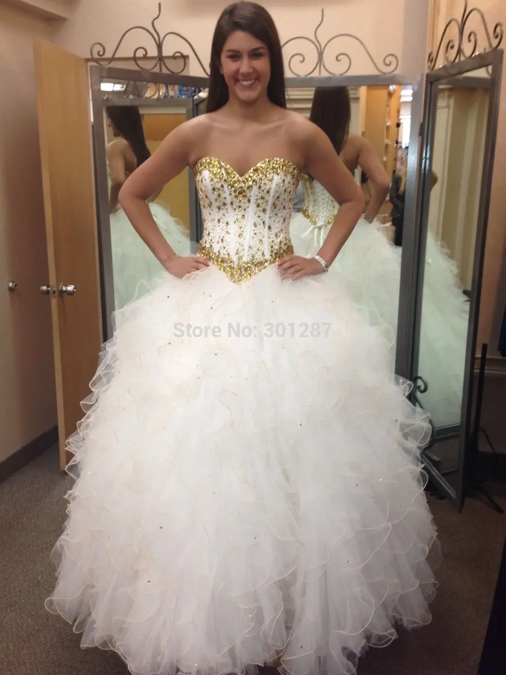 Fashionsj1731 Sexy High Quality Sweetheart Silky Organza Ball Gown Fashionsj1731 sexy high quality sweetheart silky organza ball gown crystal beaded white and gold wedding dress-in Wedding Dresses from Weddings & Events on ... - Fashionsj1731 Sexy High Quality Sweetheart Silky Organza Ball Gown