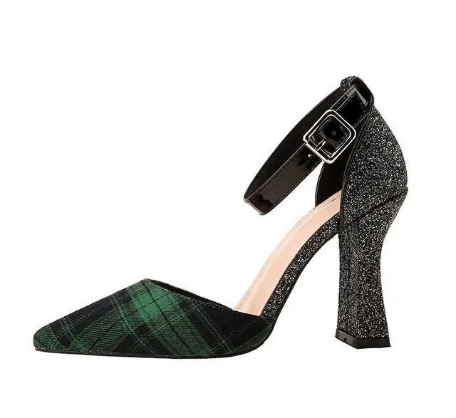 checkered heels women's