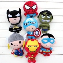 Retail 2016 Plush toys Avengers Iron Man Hulk Thor Spiderman Batman Superman Captain America boy Christmas birthday gift 20cm
