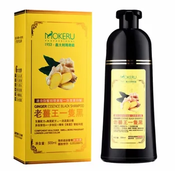 

1 pc Mokeru Natural ginger hair dye shampoo easy use harmless scalp long lasting black hair dying with herbal anti white hair