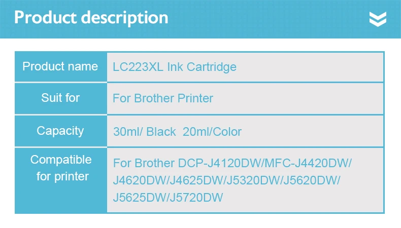 LC223 картридж LC 223 LC223 XL совместимый для брата DCP-J562DW DCP-J4120DW MFC-J480DW MFC-J680DW MFC-J880DW принтера